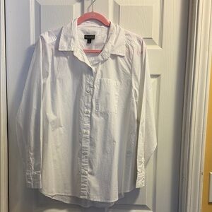 NWT 1X Style & Co Crisp White 100% Cotton Button-Down Collar Shirt